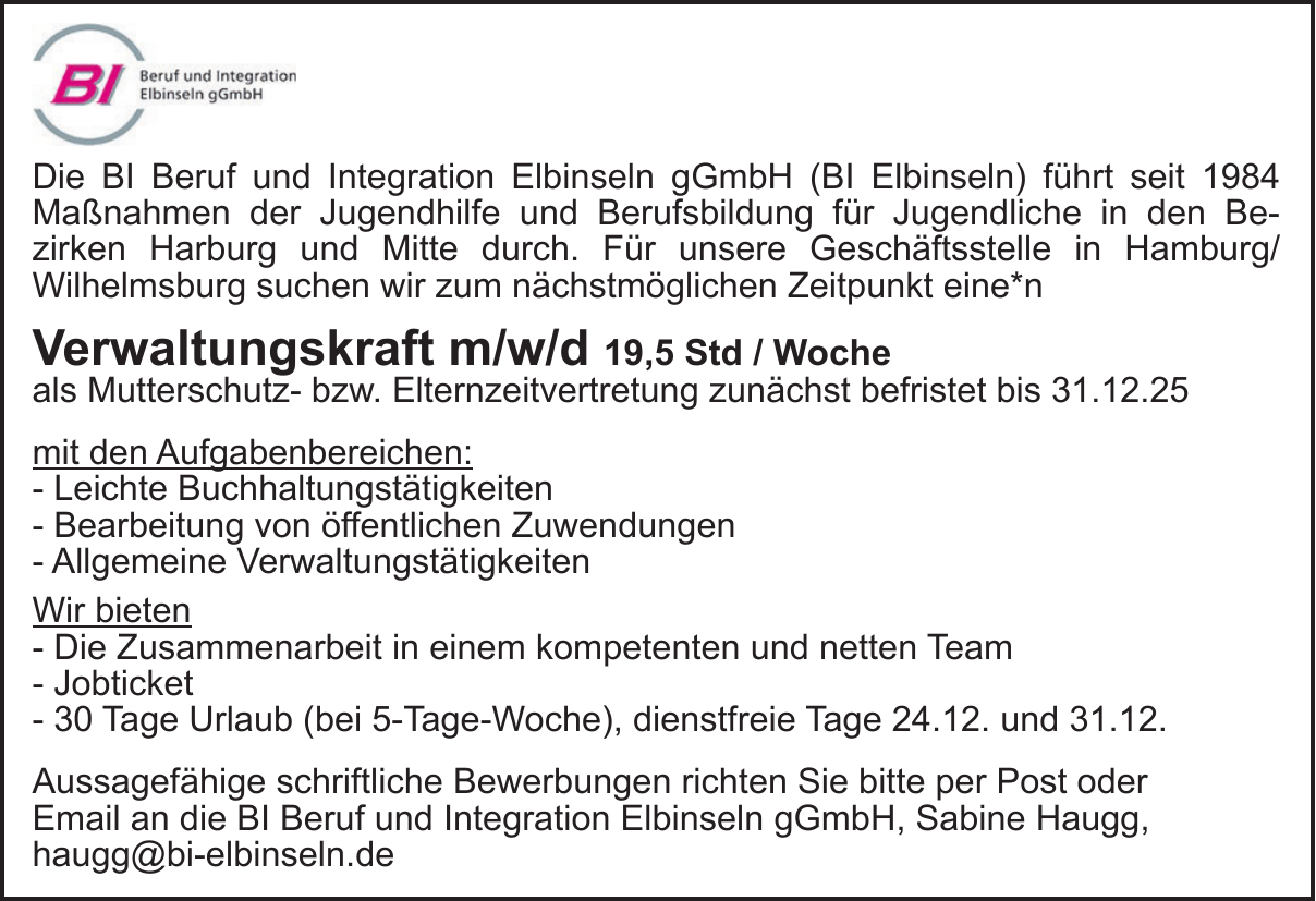 Bi Beruf Und Integration Elbinseln Ggmbh