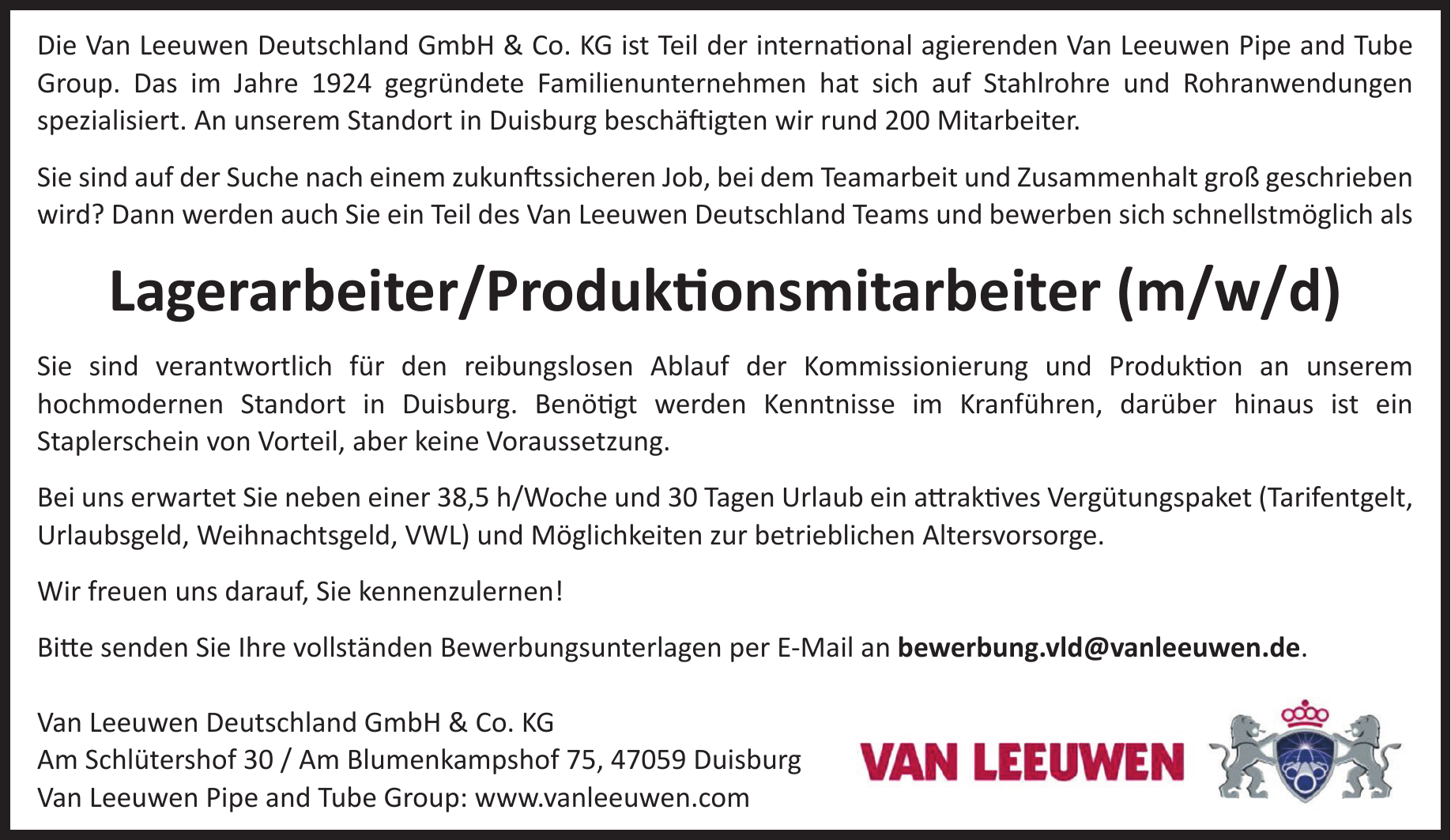 Van Leeuwen Deutschland Gmbh & Co. Kg www.waz.de